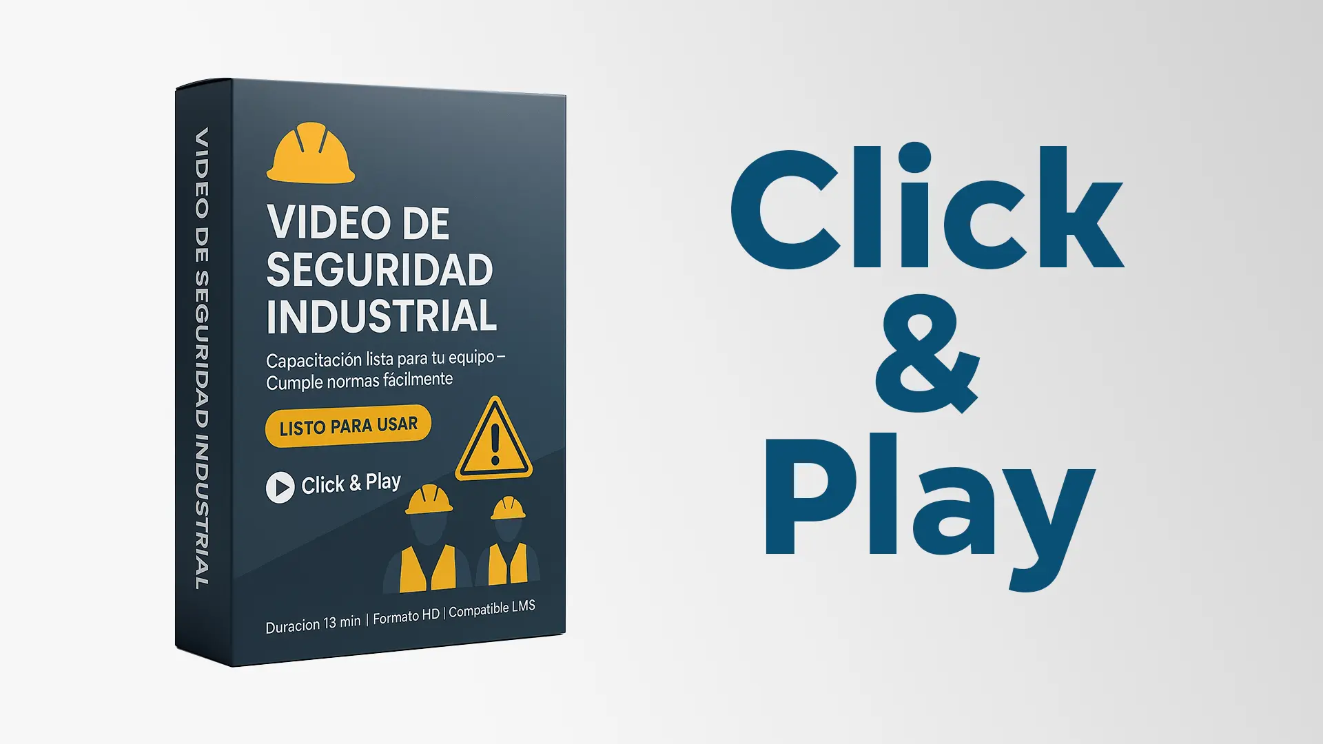 Caja de Video de Seguridad Industrial 'Click & Play', capacitación lista para usar, cumple normas fácilmente, duración 13 minutos, formato 4k compatible LMS.